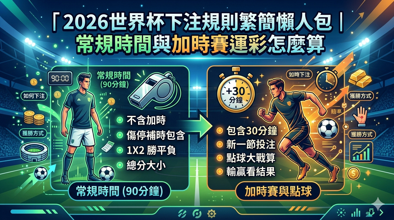 2026世界杯下注規則繁簡懶人包｜常規時間與加時賽運彩怎麼算