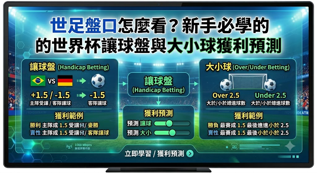 世足盤口怎麼看?新手必學的世界杯讓球盤與大小球獲利預測