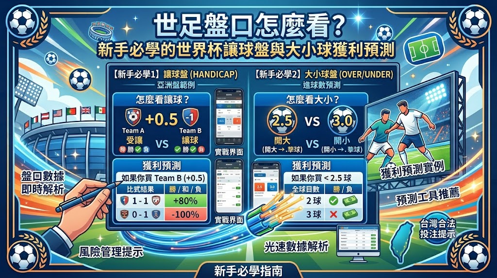 世足盤口怎麼看?新手必學的世界杯讓球盤與大小球獲利預測