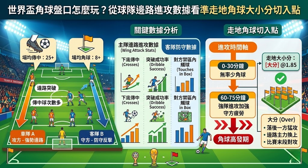 從球隊邊路進攻數據看準走地角球大小分切入點