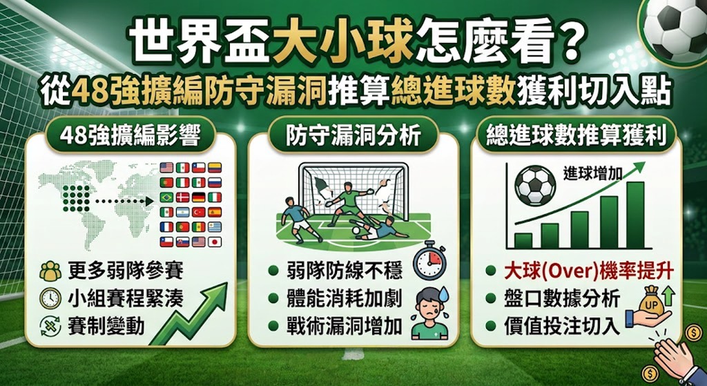 從48強擴編防守漏洞推算總進球數獲利切入點
