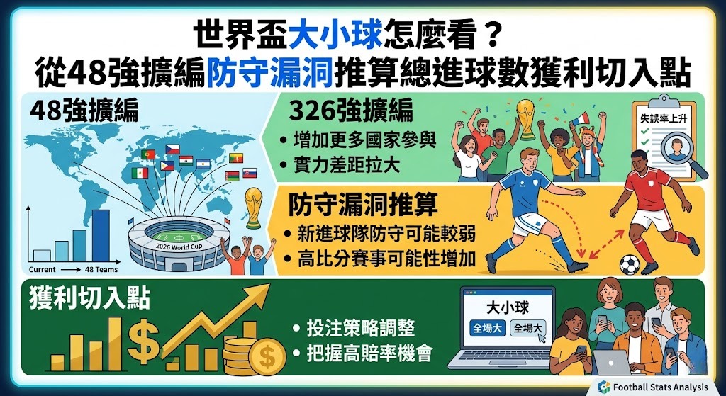 從48強擴編防守漏洞推算總進球數獲利切入點